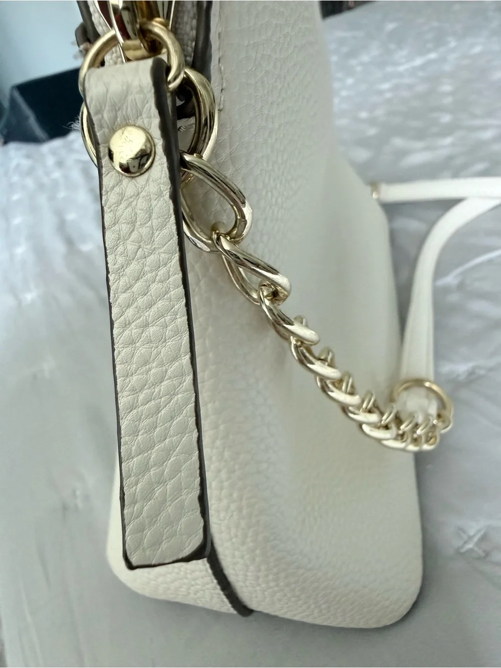 Nanette Lepore White Crossbody Bag with Gold Chain